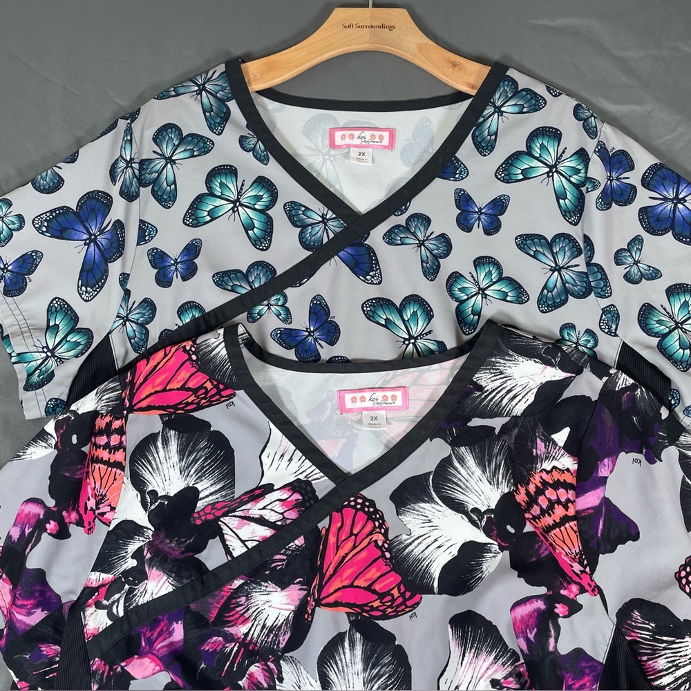 Koi Kathy Peterson Scrub Top Bundle of Two Women's 2X Patterned Nursing